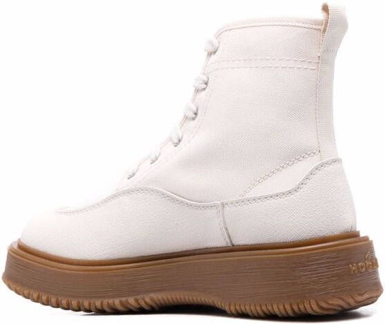 Hogan Leren veterlaarzen Beige