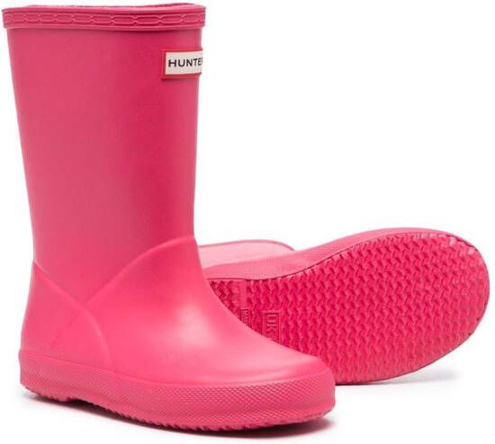 Hunter Kids Regenlaarzen met logopatch Roze