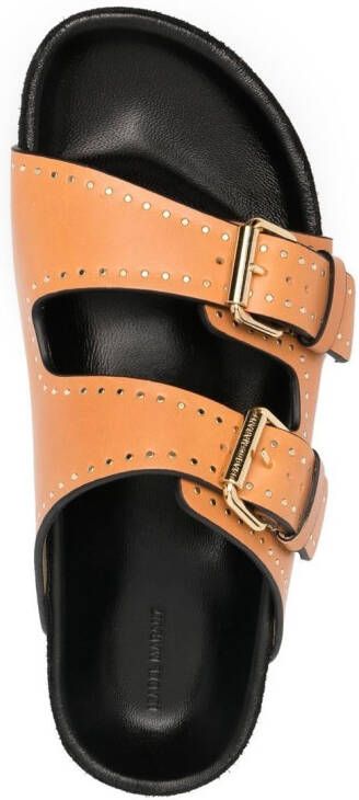 ISABEL MARANT Lennyo leren sandalen met studs Bruin