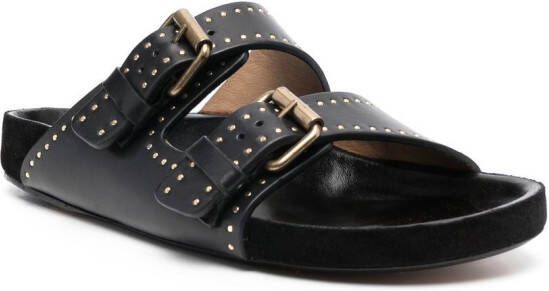 ISABEL MARANT Lennyo leren sandalen met studs Zwart