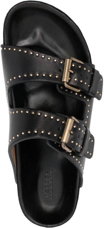 ISABEL MARANT Lennyo leren sandalen met studs Zwart