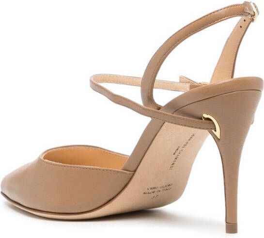 Jennifer Chamandi Vittorio leren slingback pumps Beige