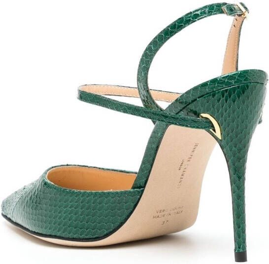 Jennifer Chamandi Vittorio pumps met slangenhuid-effect Groen