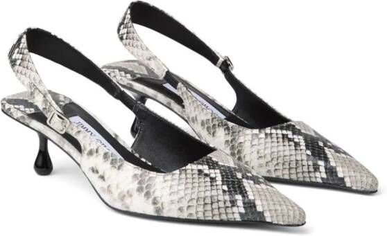 Jimmy Choo 50 mm Amel leren pumps met slangenprint Wit