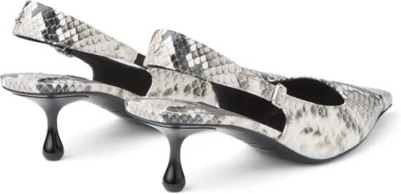 Jimmy Choo 50 mm Amel leren pumps met slangenprint Wit