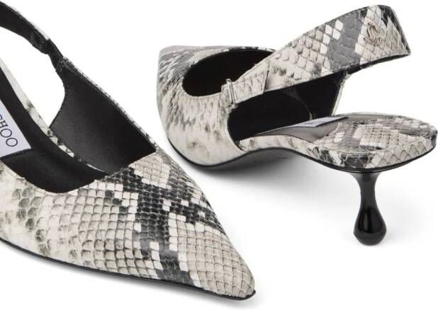 Jimmy Choo 50 mm Amel leren pumps met slangenprint Wit