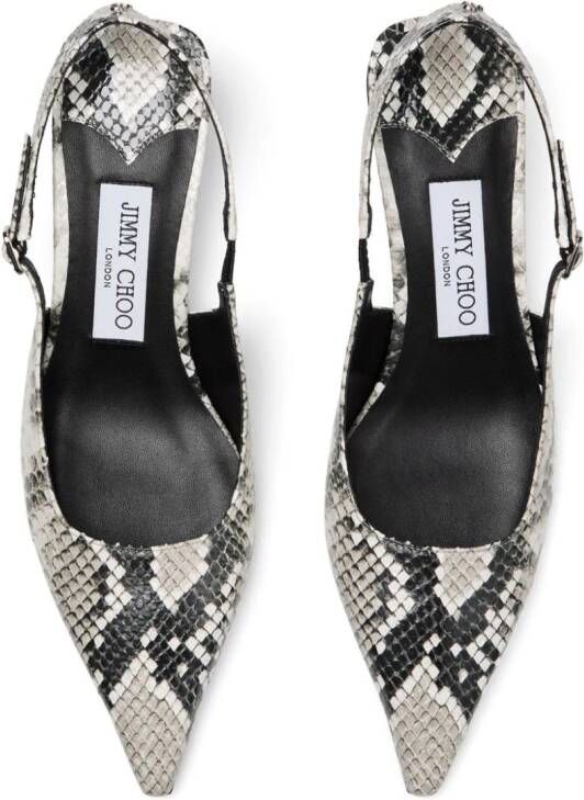 Jimmy Choo 50 mm Amel leren pumps met slangenprint Wit