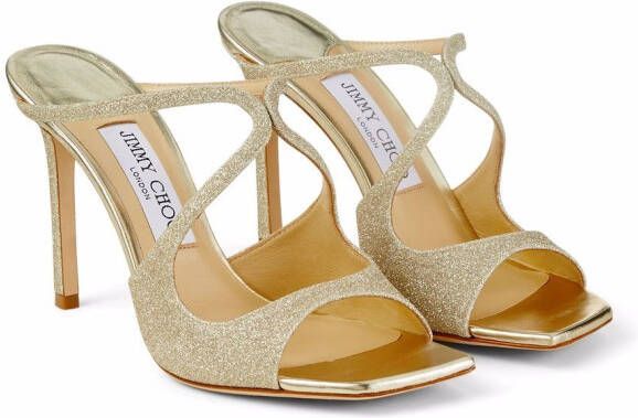 Jimmy Choo Anise 95 muiltjes met glitter Zilver