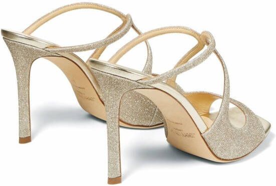 Jimmy Choo Anise 95 muiltjes met glitter Zilver