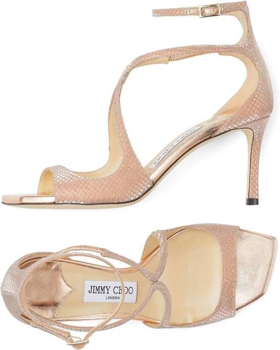 Jimmy Choo Azia sandalen met slangenleer-effect Roze