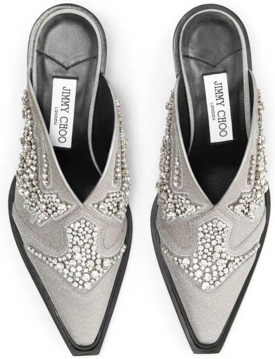 Jimmy Choo Cece 60 mm glitter muiltjes Grijs