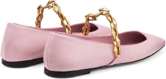 Jimmy Choo Diamond Tilda leren ballerina's Roze