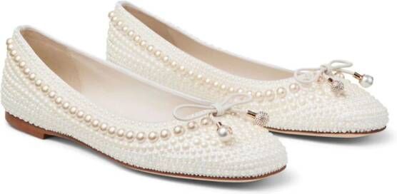 Jimmy Choo Elme ballerina's verfraaid met parel Wit