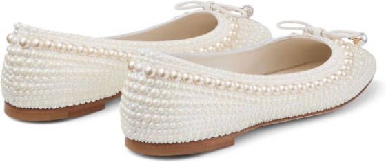 Jimmy Choo Elme ballerina's verfraaid met parel Wit