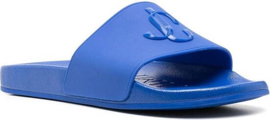 Jimmy Choo Slippers met logo-reliëf Blauw