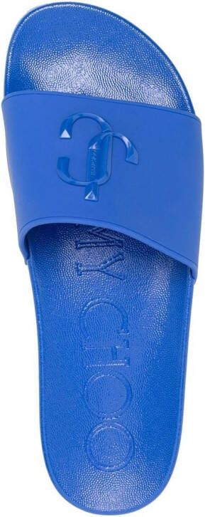 Jimmy Choo Slippers met logo-reliëf Blauw