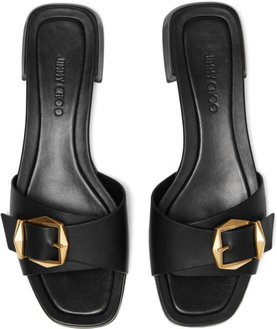 Jimmy Choo Hawke leren slippers Zwart