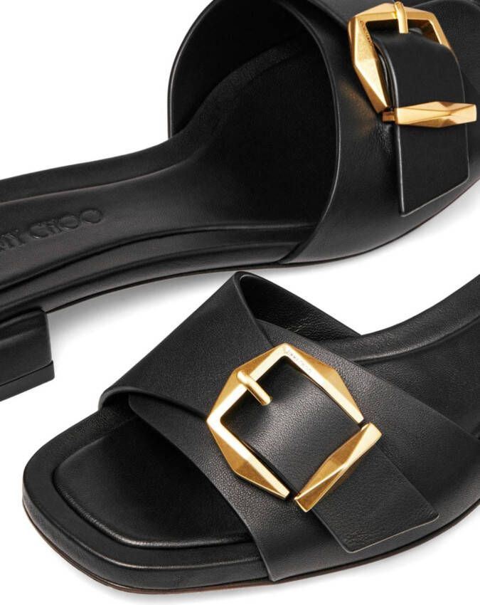 Jimmy Choo Hawke leren slippers Zwart