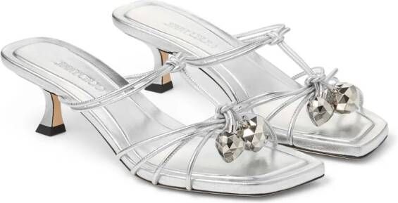 Jimmy Choo 50 mm Jemma leren sandalen Zilver