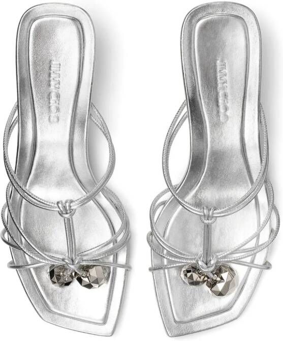 Jimmy Choo 50 mm Jemma leren sandalen Zilver