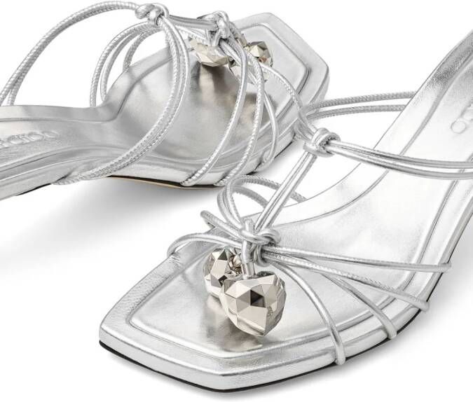 Jimmy Choo 50 mm Jemma leren sandalen Zilver