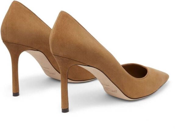 Jimmy Choo Romy suède pumps 85 mm Bruin