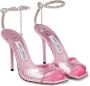 Jimmy Choo Saeda 100mm sandalen met slangenleer-effect Roze - Thumbnail 2