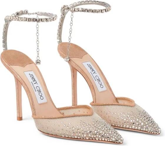 Jimmy Choo Saeda 100 mm pumps verfraaid met kristallen Goud