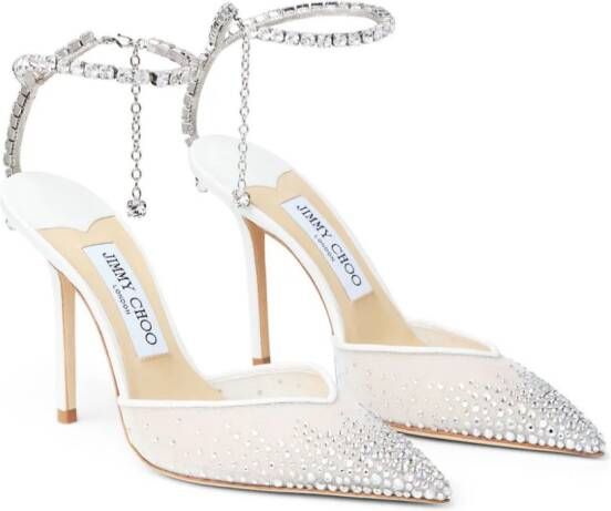 Jimmy Choo Saeda 100 mm pumps verfraaid met kristallen Wit