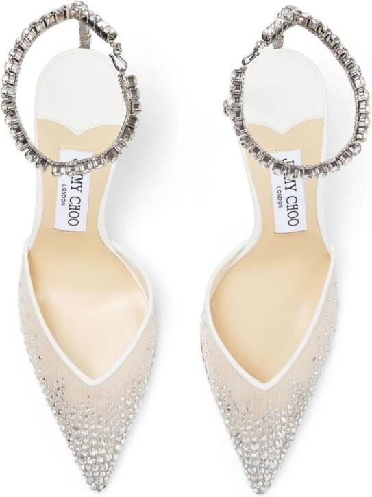 Jimmy Choo Saeda 100 mm pumps verfraaid met kristallen Wit