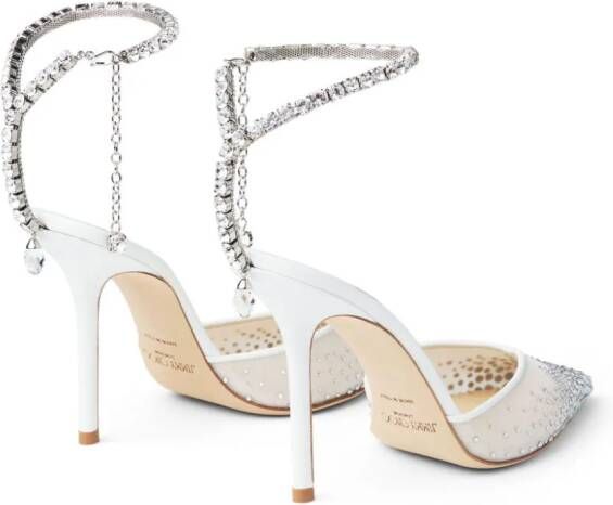 Jimmy Choo Saeda 100 mm pumps verfraaid met kristallen Wit