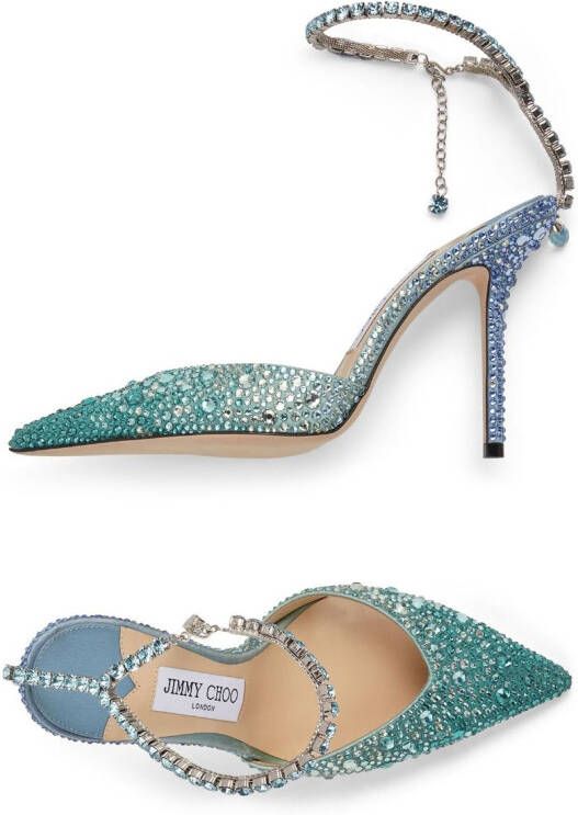 Jimmy Choo Saeda pumps verfraaid met kristallen Groen