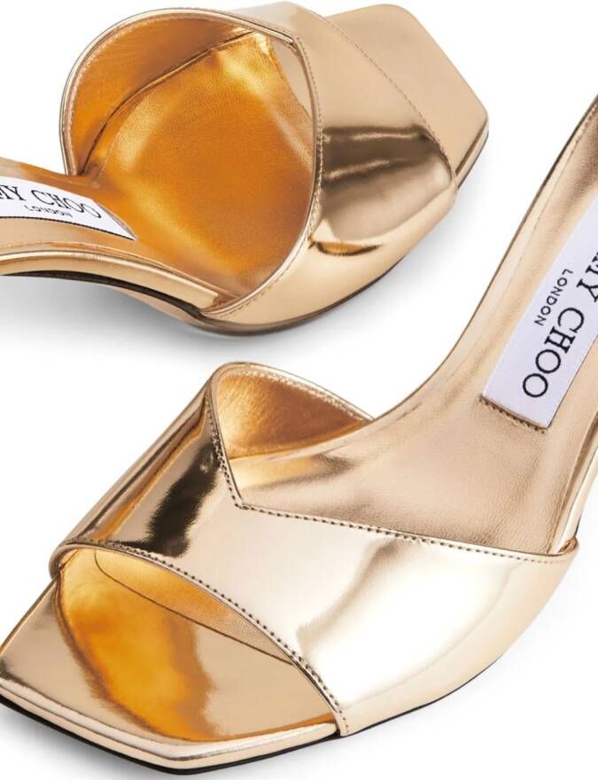 Jimmy Choo Skye 70 mm metallic muiltjes Goud