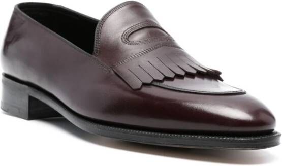 John Lobb Leren loafers Rood