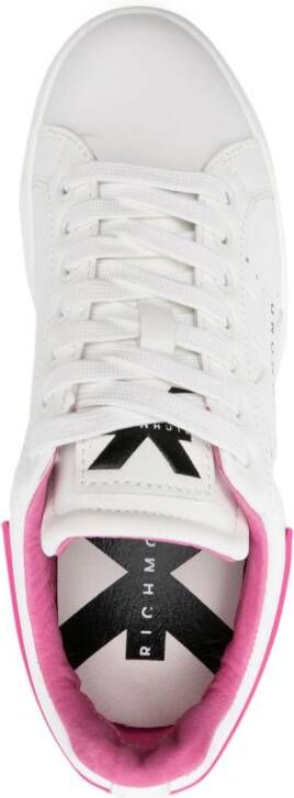 John Richmond Leren sneakers met logopatch Wit