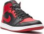 Jordan Air 1 mid top sneakers rubber leer Polyester Stof 10.5 Zwart - Thumbnail 2