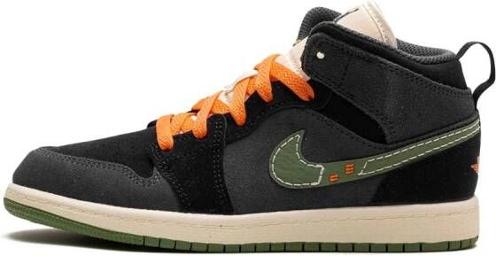 Jordan Kids Air Jordan 1 Mid SE Craft PS "Anthracite Light Olive" sneakers Zwart