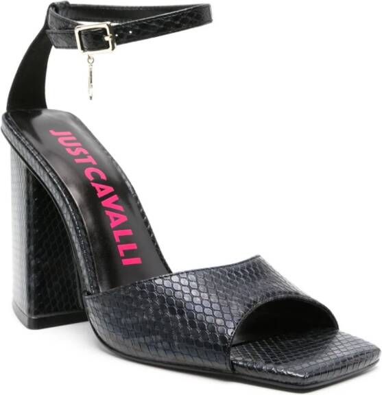 Just Cavalli Sandalen met slangenleer-effect Zwart