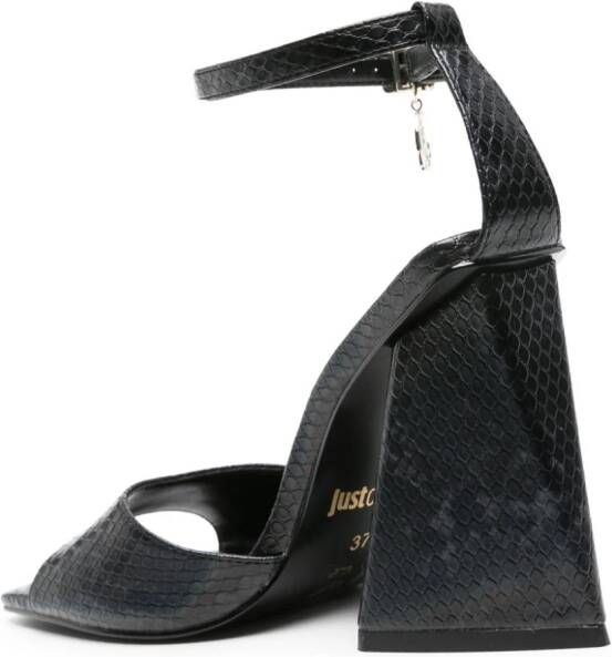 Just Cavalli Sandalen met slangenleer-effect Zwart