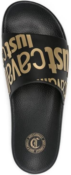 Just Cavalli Slippers met logo-reliëf Zwart