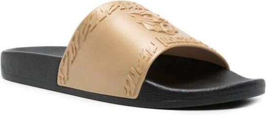 Just Cavalli Slippers met tijger reliëf Goud