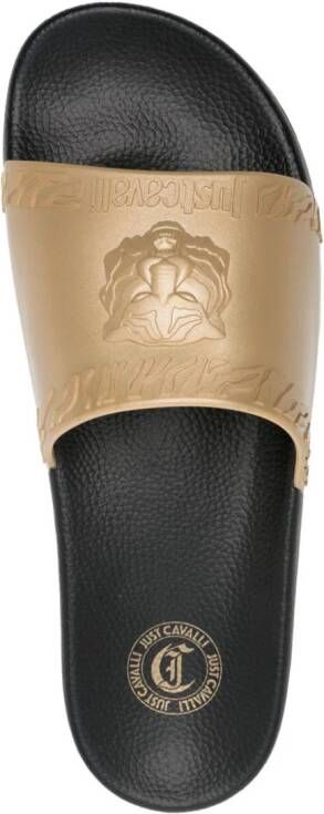 Just Cavalli Slippers met tijger reliëf Goud