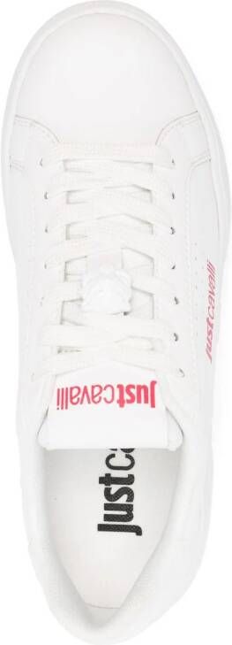 Just Cavalli Tiger Head sneakers van imitatieleer Wit