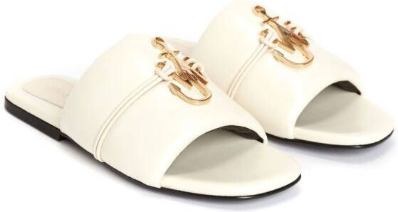 JW Anderson Leren slippers Beige