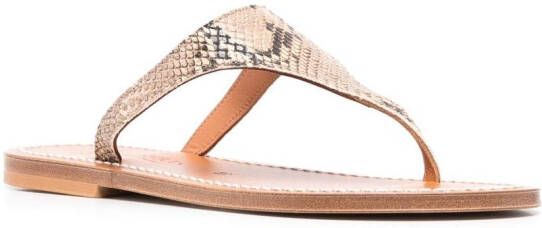 K. Jacques Leren teenslippers Beige