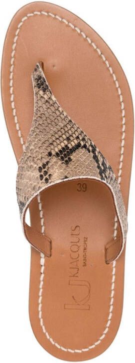 K. Jacques Leren teenslippers Beige