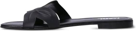 Karl Lagerfeld Brio Signature leren slippers Zwart