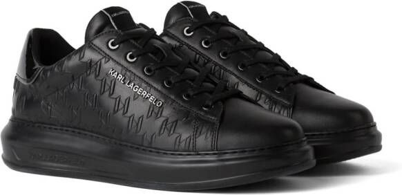 Karl Lagerfeld Kapri leren sneakers met monogram Zwart