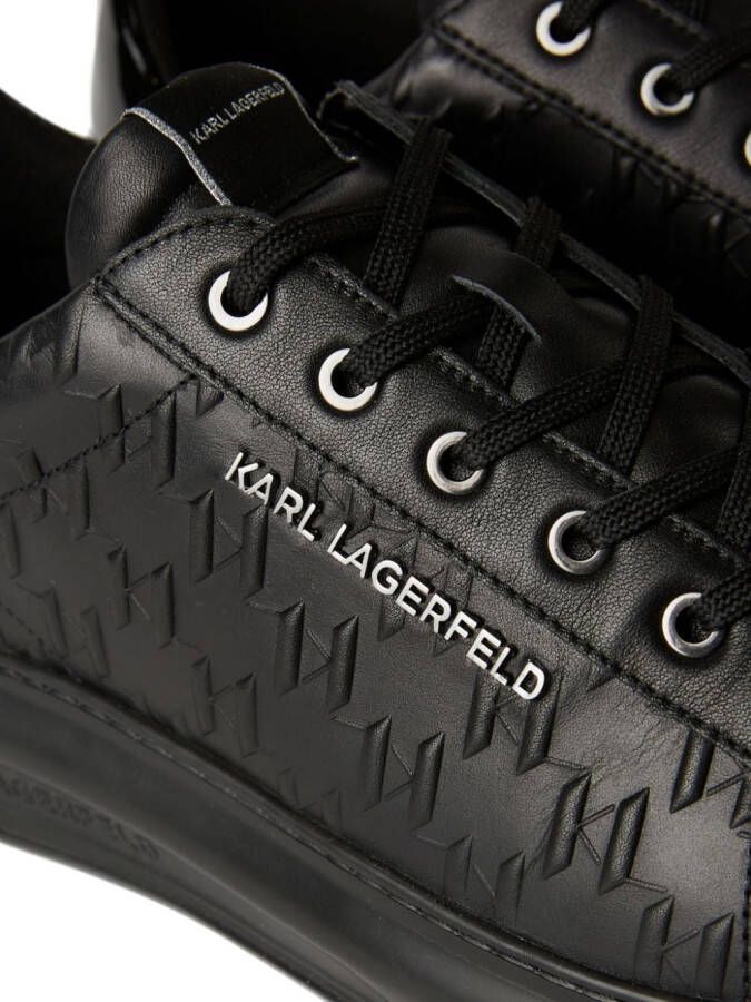 Karl Lagerfeld Kapri leren sneakers met monogram Zwart