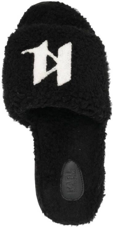 Karl Lagerfeld Salon slippers met monogram Zwart